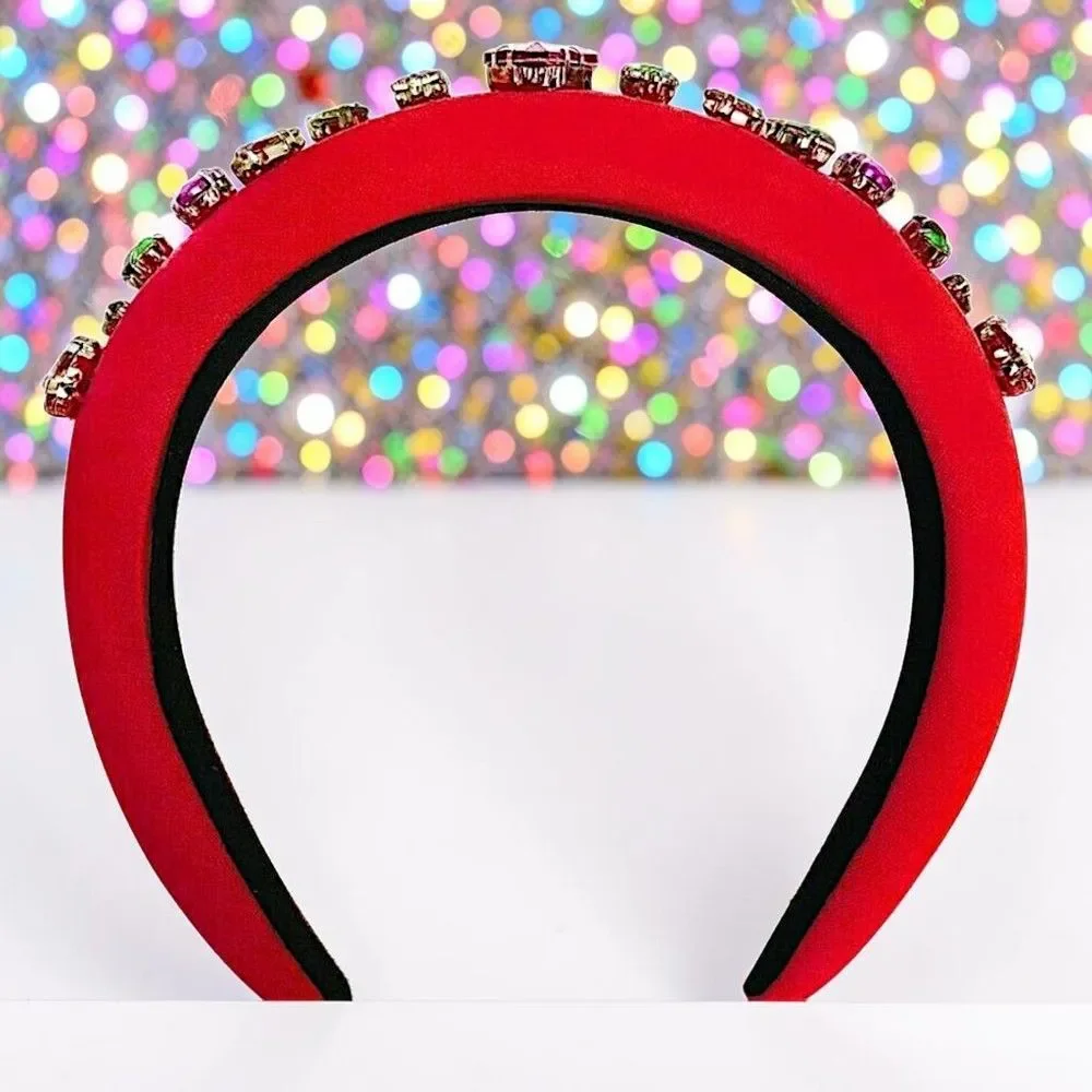 ZAXIE by Stefanie Taylor - Padded Jewel Headband - RED MSRP $48